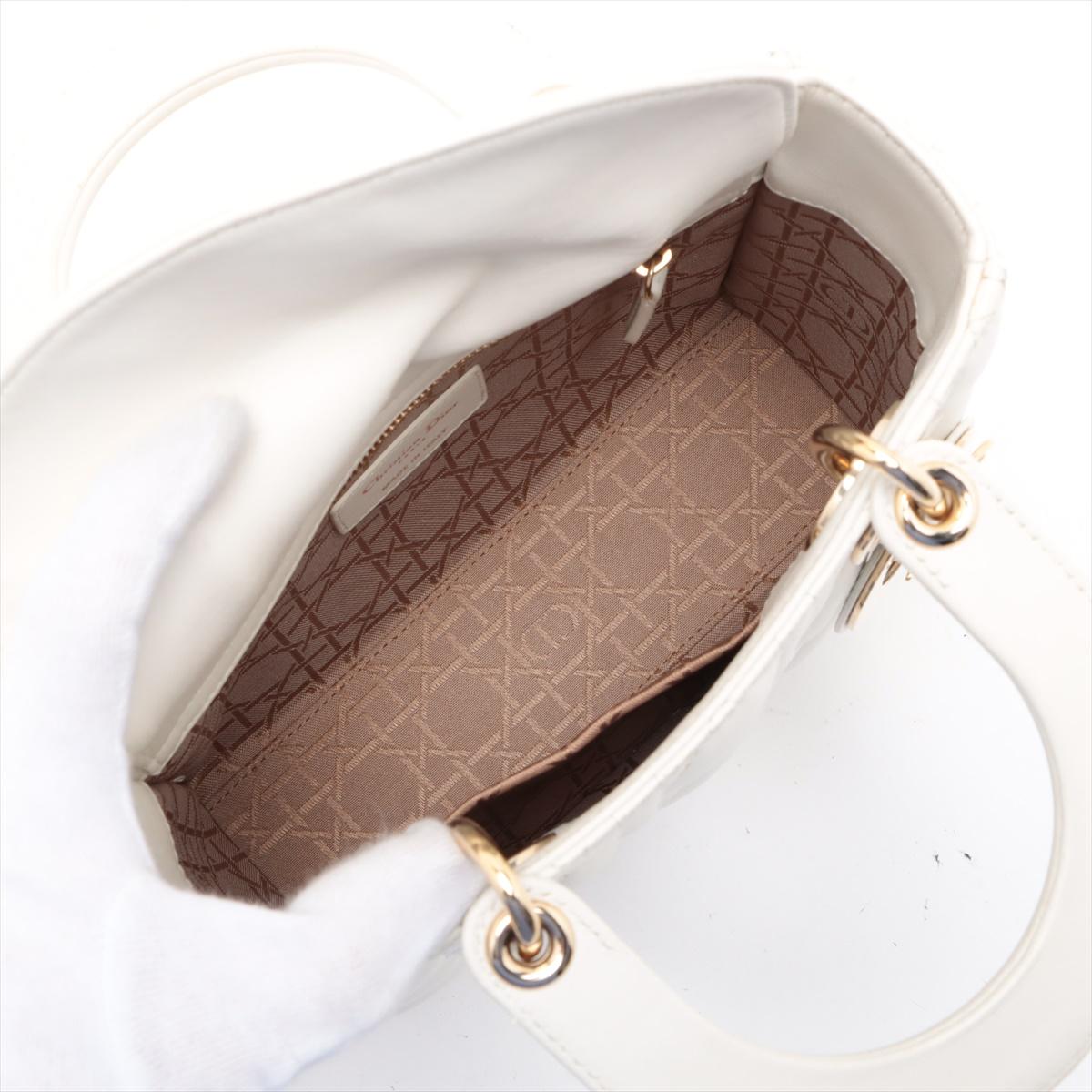 Christian Dior Sac à main en cuir Cannage My Lady White * PRECOURS * en vente 5
