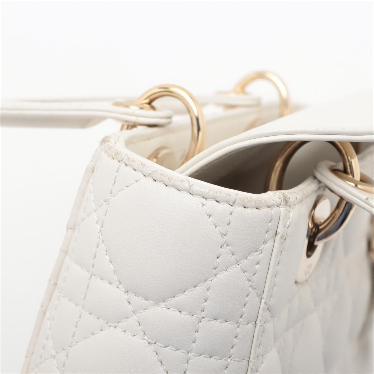 Christian Dior Sac à main en cuir Cannage My Lady White * PRECOURS * en vente 9