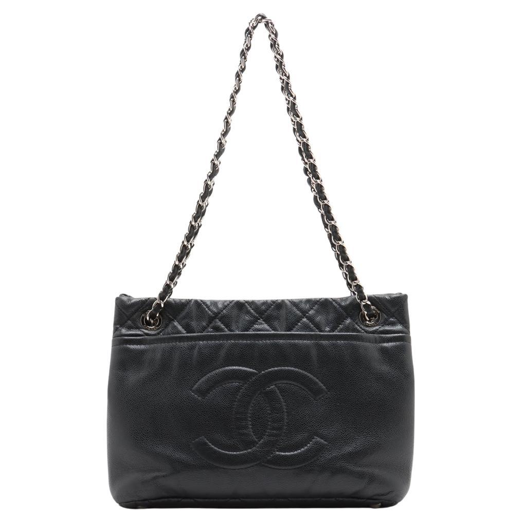 Chanel CC Logo Matelasse Caviar Skin Chain Tote Bag Black * PREORDER * en vente