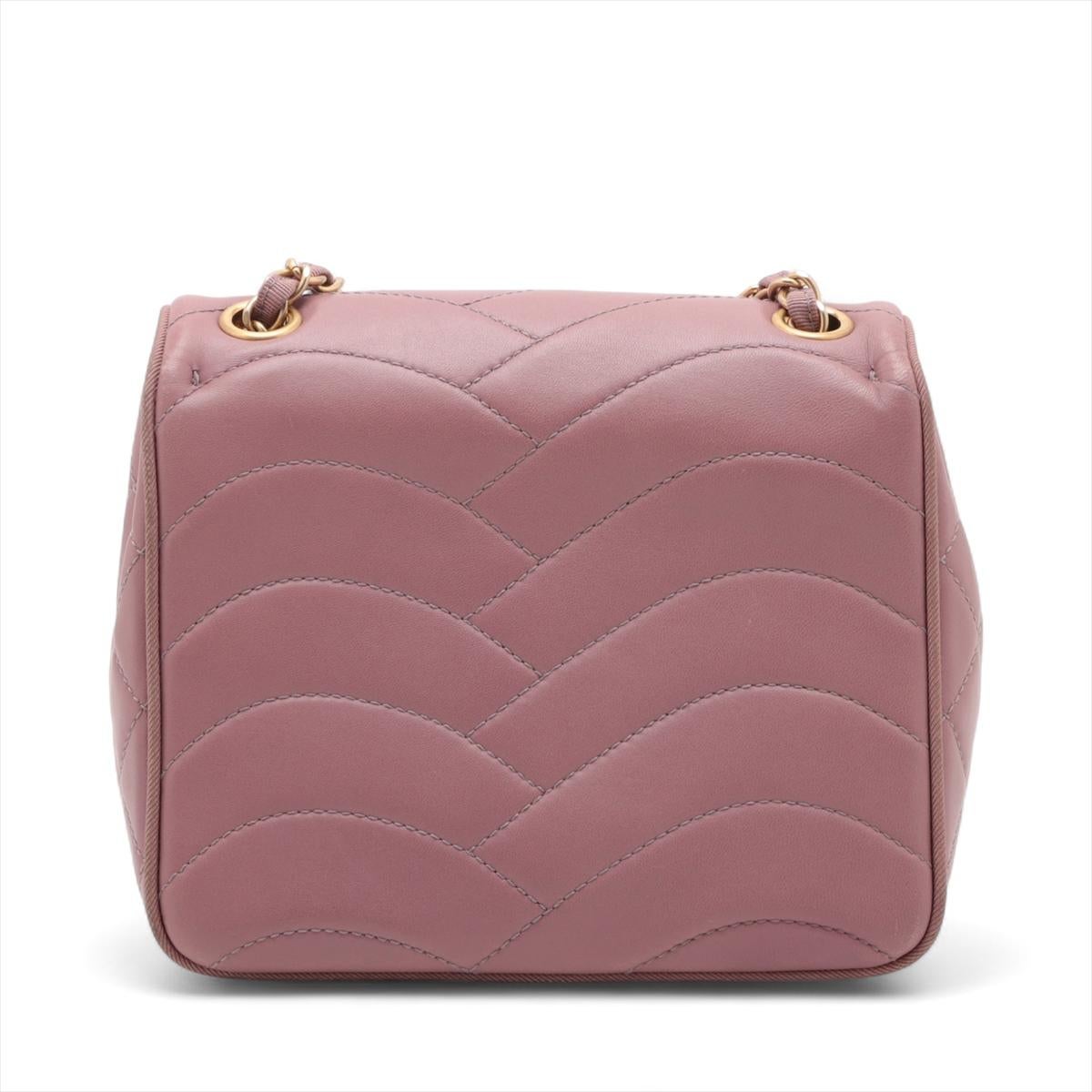 Marron Chanel - Sac à double chaîne à rabat en cuir d'agneau avec logo CC - Old Rose * PREORDER en vente