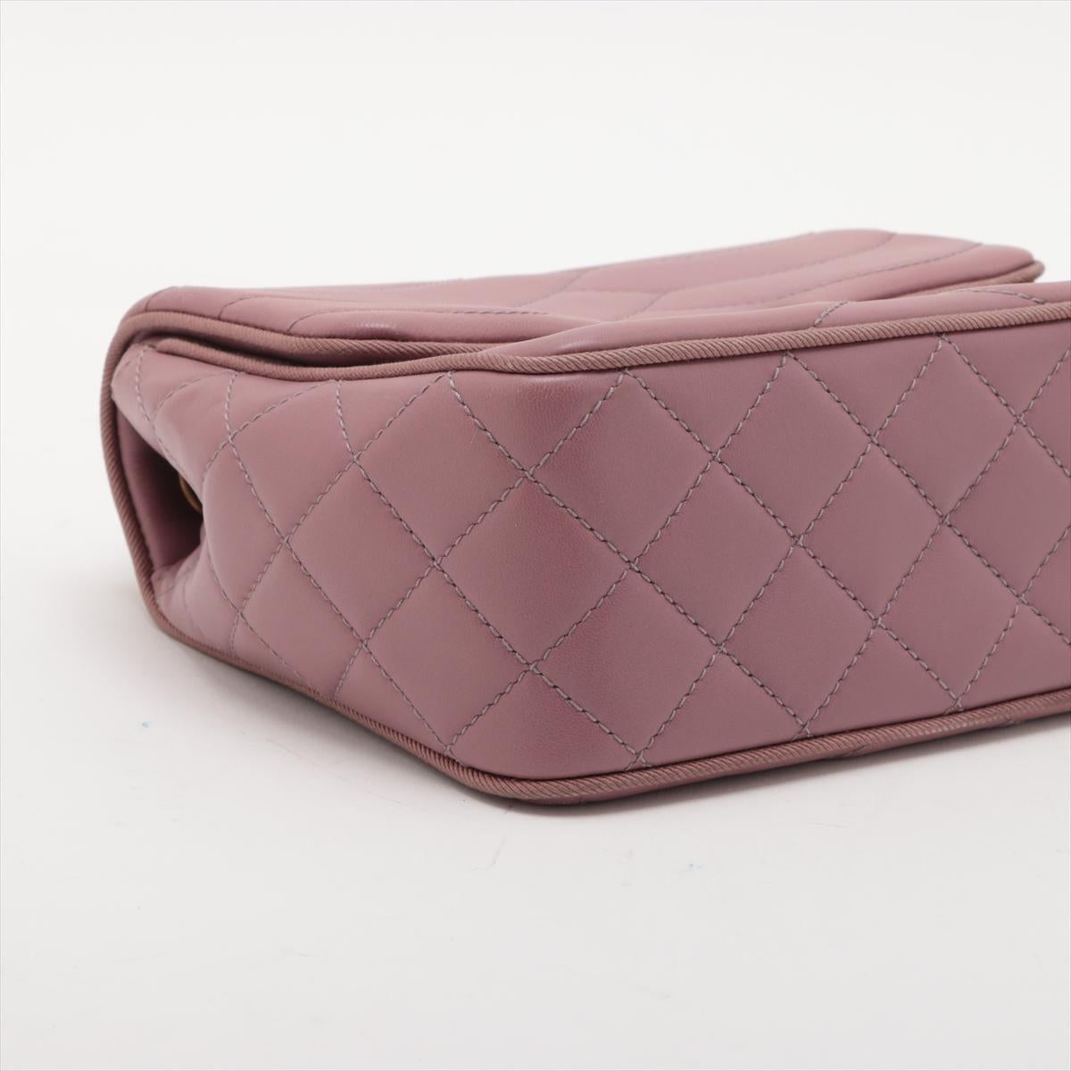 Chanel - Sac à double chaîne à rabat en cuir d'agneau avec logo CC - Old Rose * PREORDER en vente 1