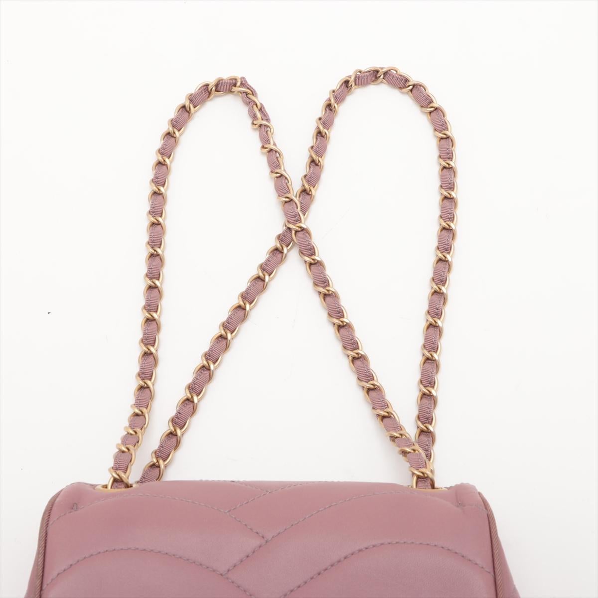 Chanel - Sac à double chaîne à rabat en cuir d'agneau avec logo CC - Old Rose * PREORDER en vente 3