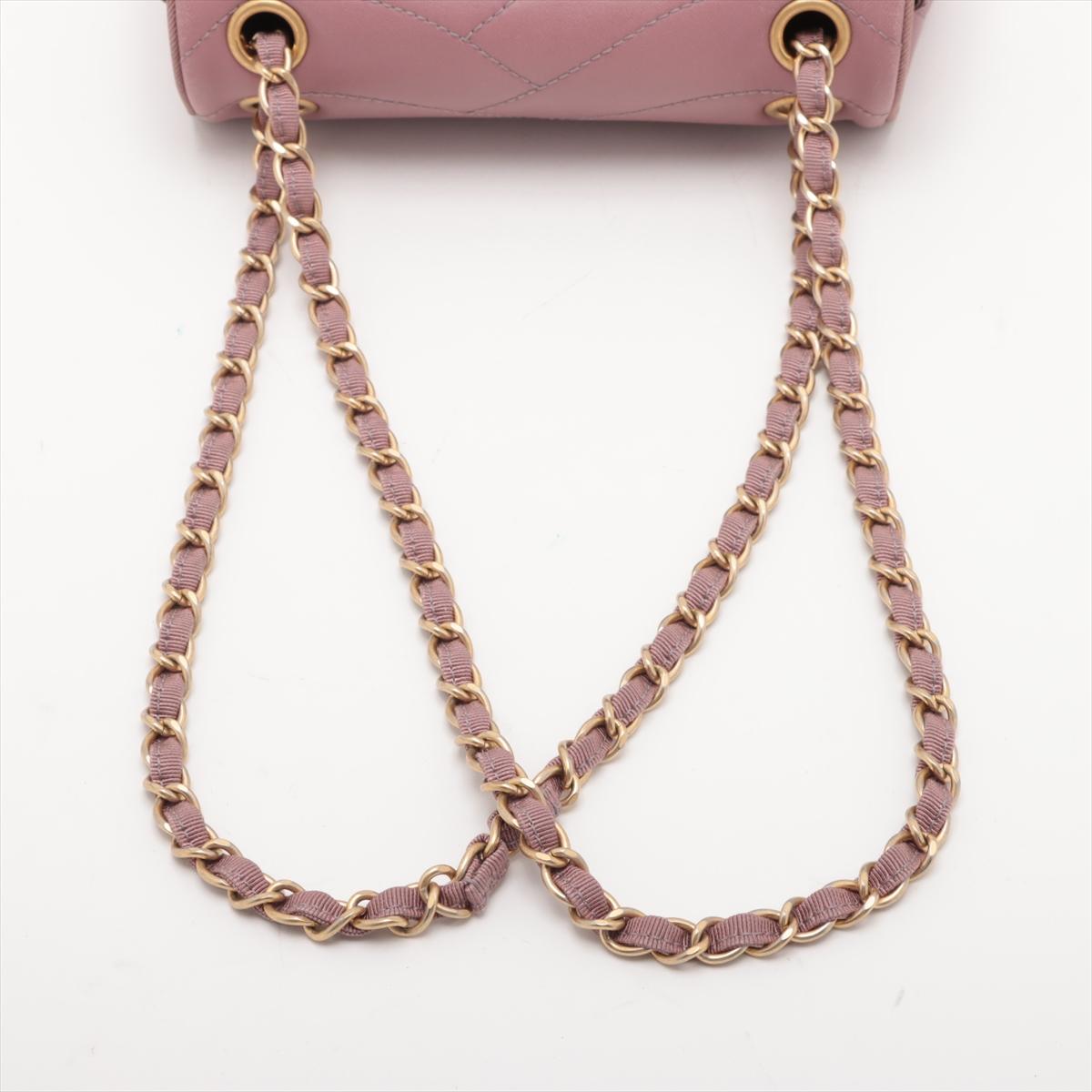Chanel - Sac à double chaîne à rabat en cuir d'agneau avec logo CC - Old Rose * PREORDER en vente 2