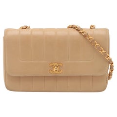 Chanel CC Logo Mademoiselle Borsa in pelle d'agnello con una sola patta e una sola catena Beige*PREORDER*