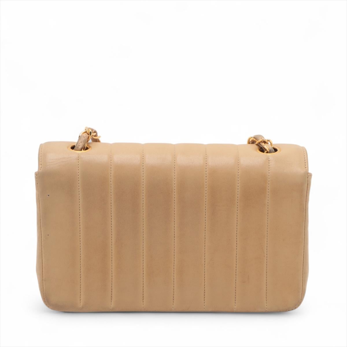 Marron Chanel CC Logo Mademoiselle Lambskin Single Flap Single ChainBag Beige*PREORDER* en vente