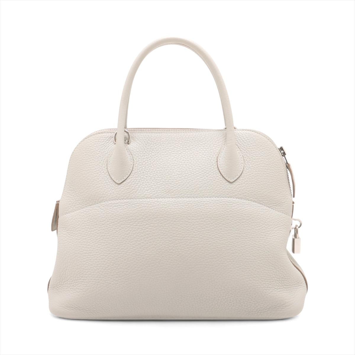 Beige Hermes Bolide 31 Taurillon Clemence Shoulder Bag Pearl Gray * PREORDER * en vente