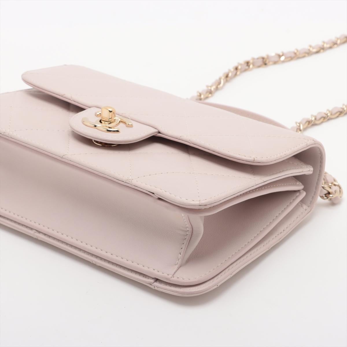 Chanel CC Logo Matelasse Lammfell Two-Way Chain Umhängetasche Rosa * PREORDER * Damen im Angebot