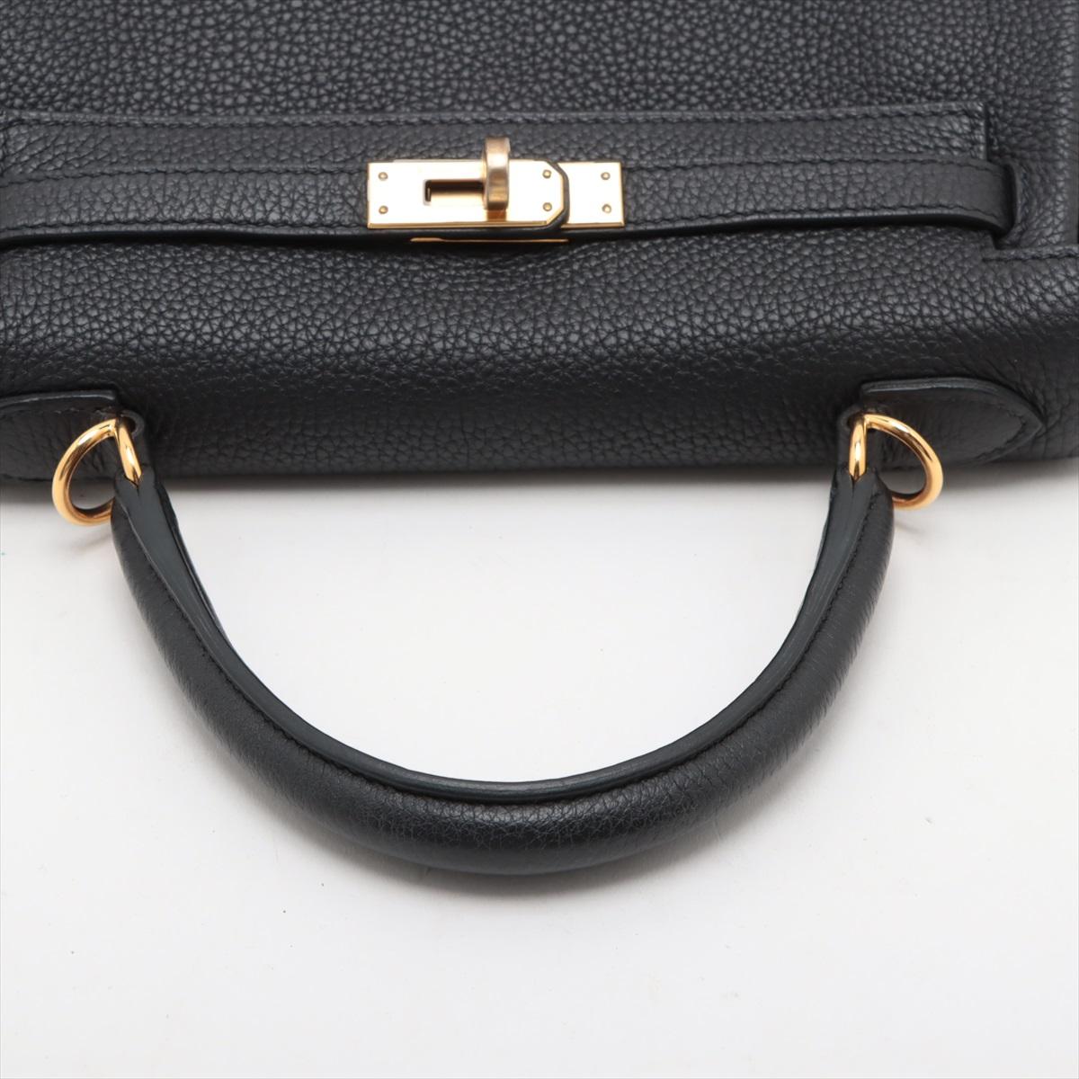 Hermes Kelly 25 Taurillon Clemence Shoulder Bag Black * PREORDER * en vente 2