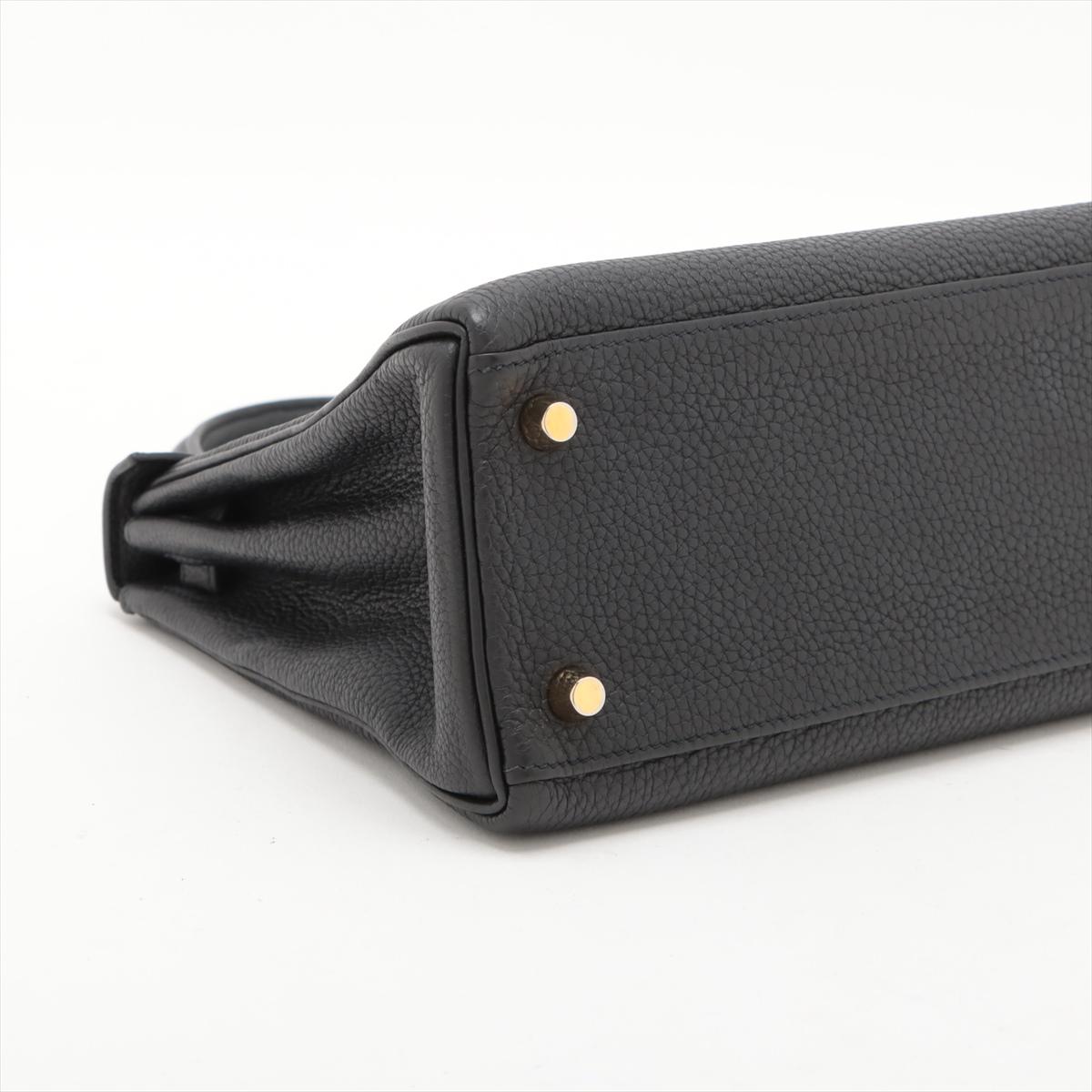 Hermes Kelly 25 Taurillon Clemence Shoulder Bag Black * PREORDER * en vente 1