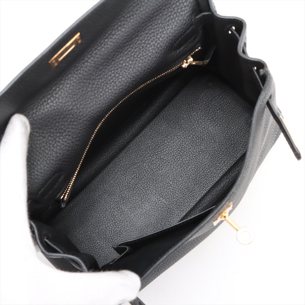 Hermes Kelly 25 Taurillon Clemence Shoulder Bag Black * PREORDER * en vente 5