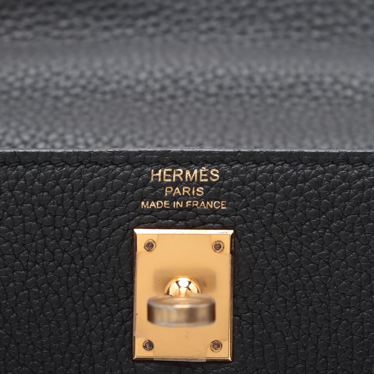 Hermes Kelly 25 Taurillon Clemence Shoulder Bag Black * PREORDER * en vente 8