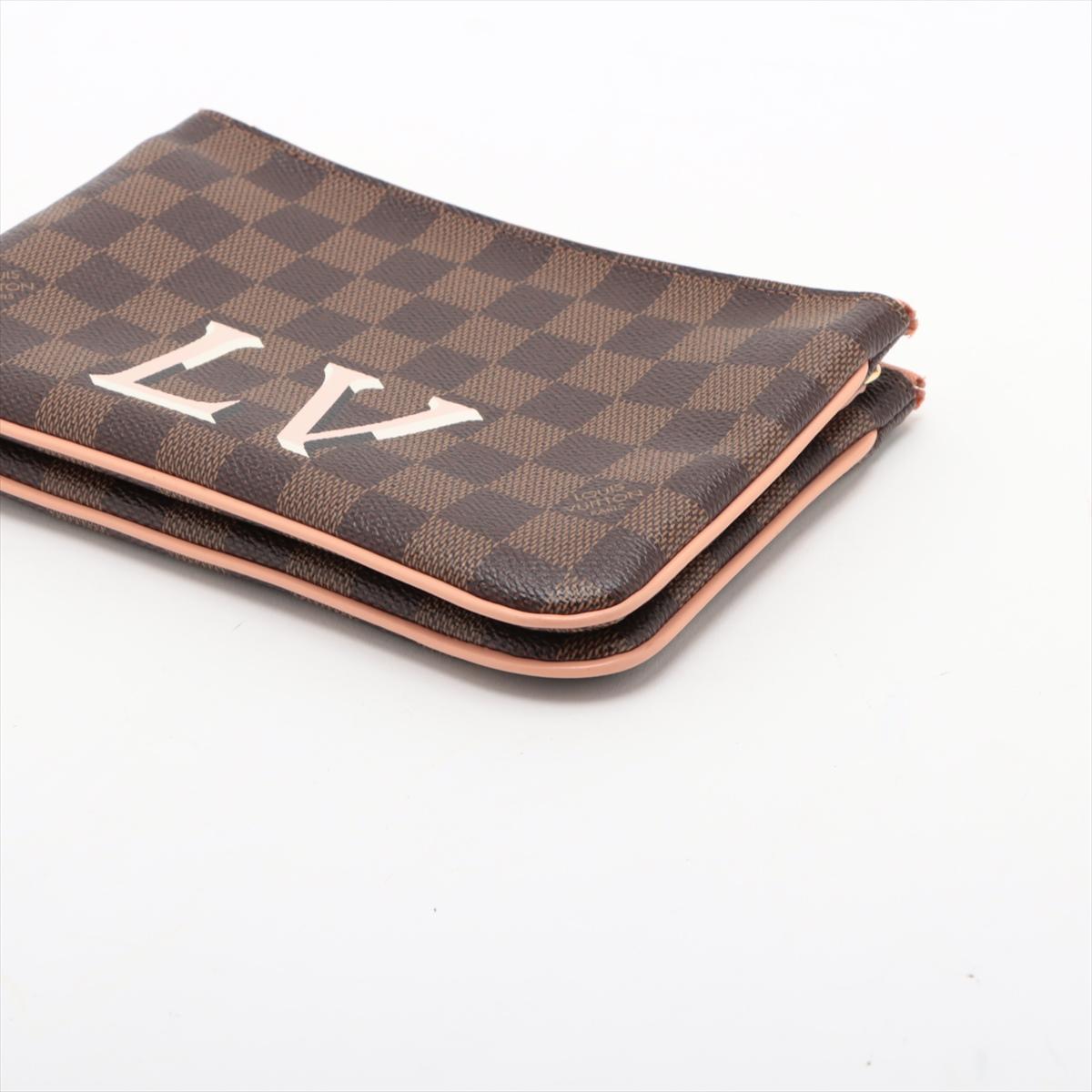 Donna Louis Vuitton Logo Damier Doppia Zip Pochette Borsa * PREORDER * in vendita