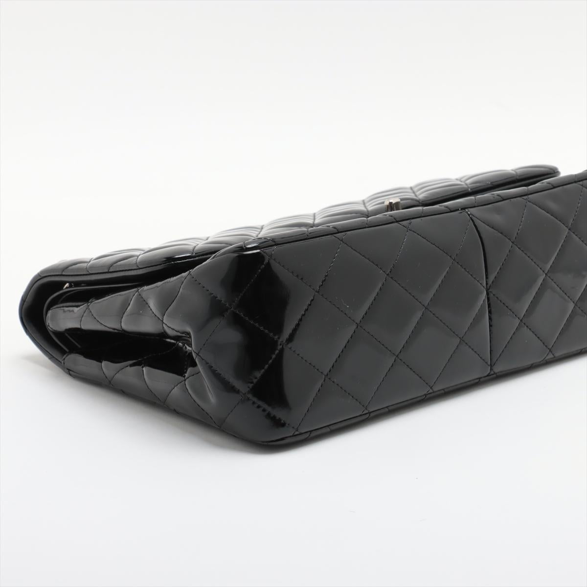 Chanel CC Logo Dekamatrasse 30 Grand sac en cuir verni à double rabat et double chaîne Pour femmes en vente