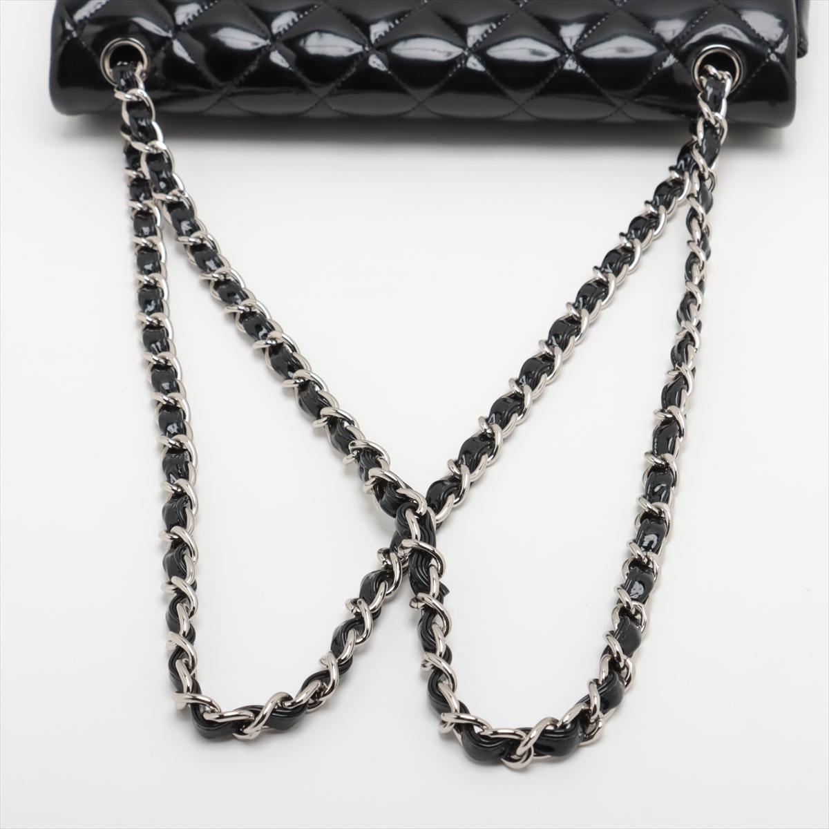 Chanel CC Logo Dekamatrasse 30 Grand sac en cuir verni à double rabat et double chaîne en vente 1