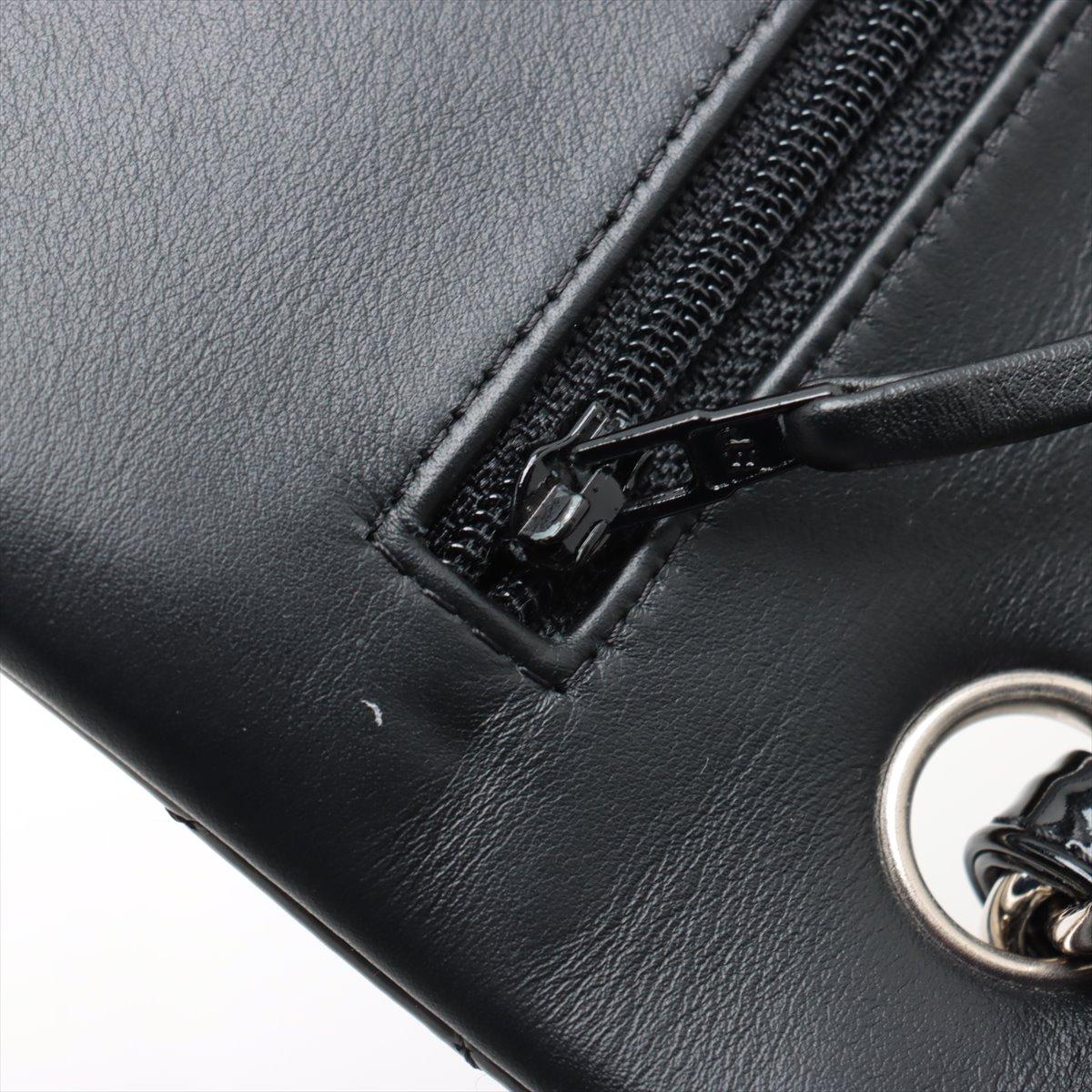 Chanel CC Logo Dekamatrasse 30 Grand sac en cuir verni à double rabat et double chaîne en vente 10