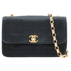 Chanel CC Logo Satin Single Flap Single Chain Shoulder Bag Black * PREORDER *