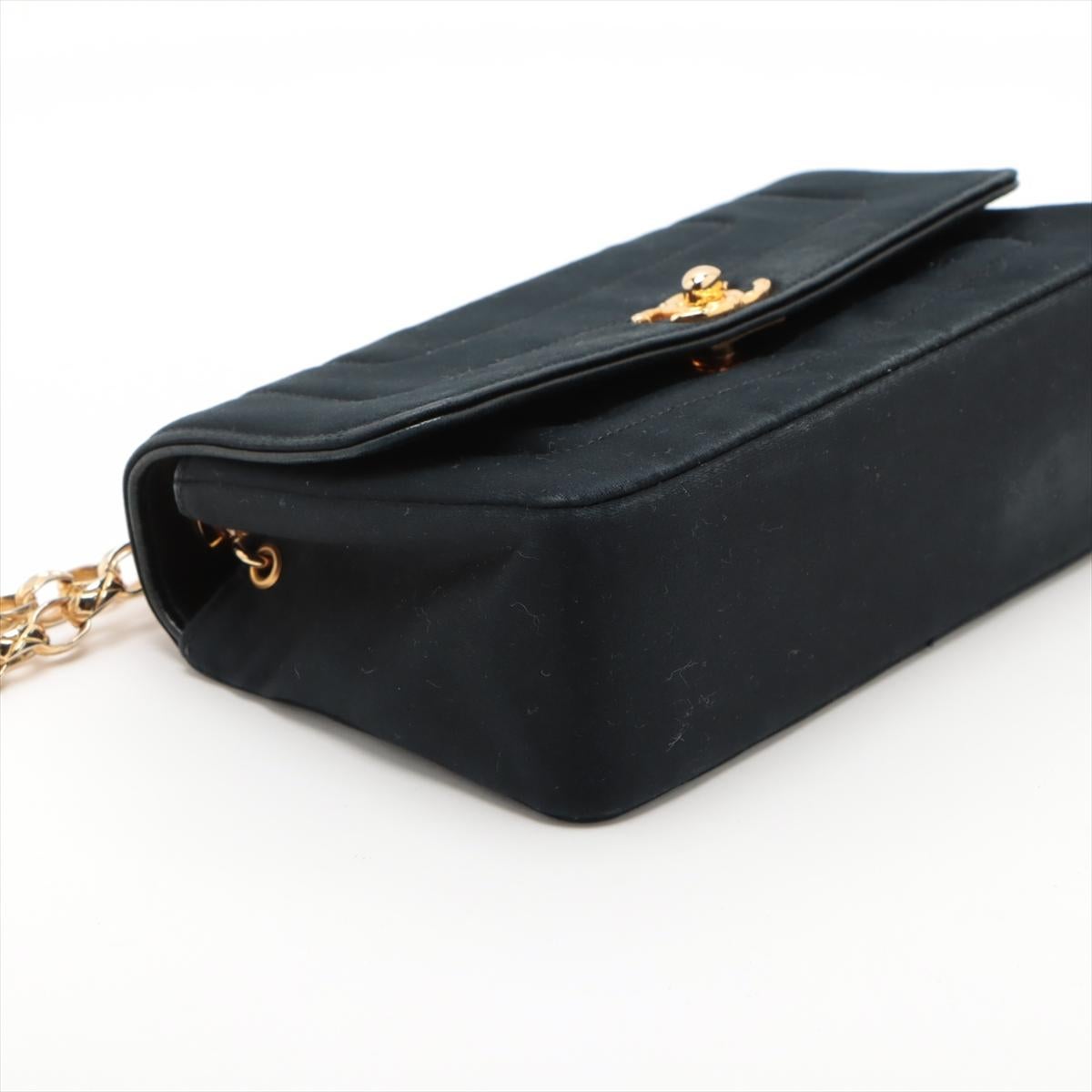 Chanel CC Logo Satin Single Flap Single Chain Shoulder Bag Black * PREORDER * en vente 1