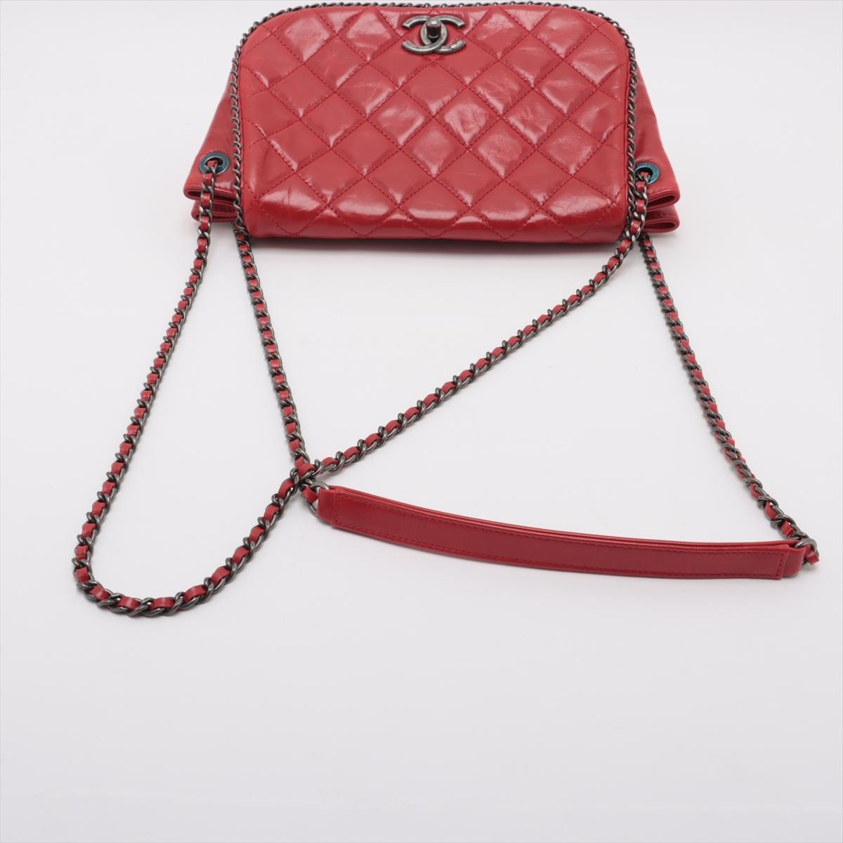 Chanel Vintage CC Logo Matelasse Kalb Kette um Umhängetasche Rot * PREORDER * im Angebot 3