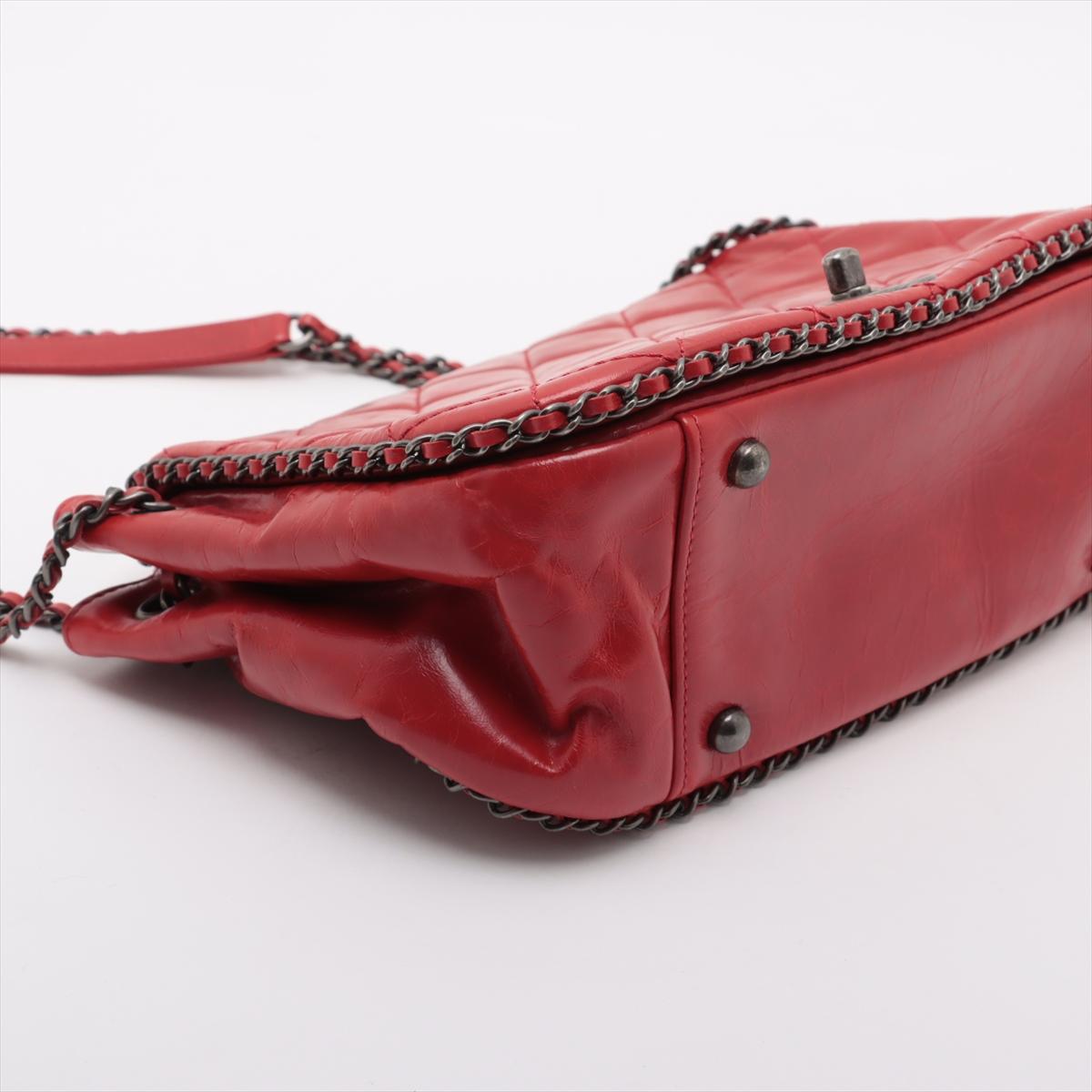 Chanel Vintage CC Logo Matelasse Kalb Kette um Umhängetasche Rot * PREORDER * im Angebot 2