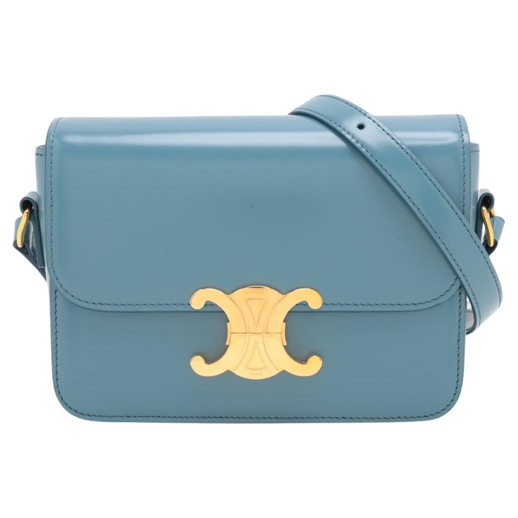 Celine Teen Triomphe Leder Umhängetasche Blau * PREORDER * im Angebot
