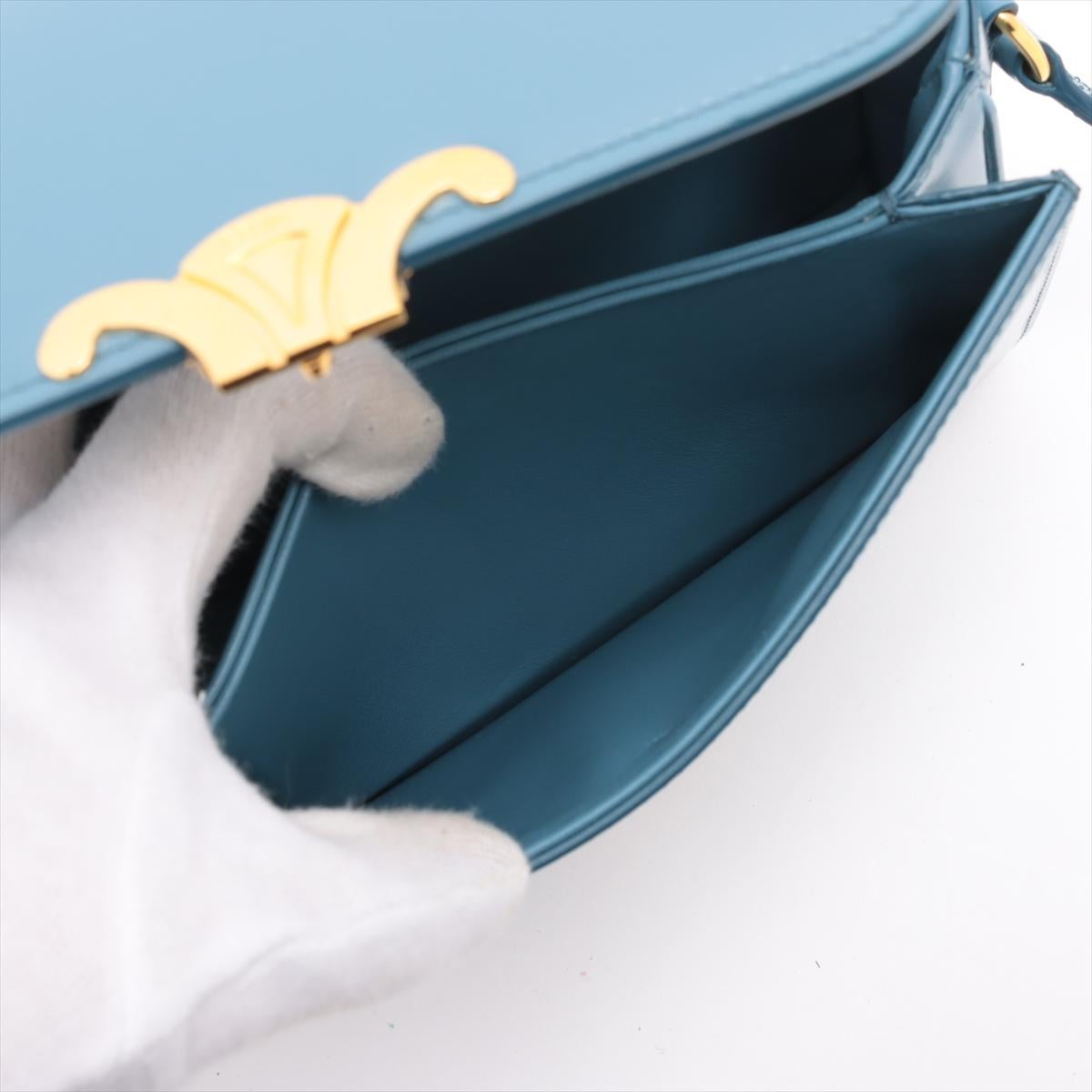 Celine Teen Triomphe Leder Umhängetasche Blau * PREORDER * im Angebot 5
