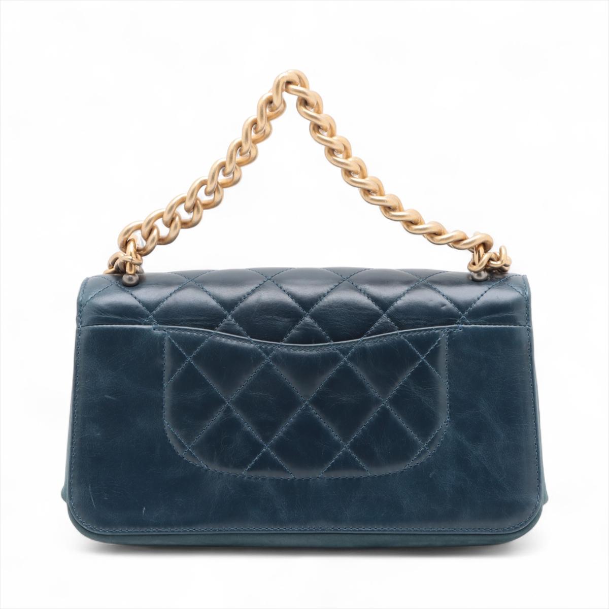 Noir Chanel CC Logo Mini Matelasse Leather Chain Shoulder Bag Blue * PREORDER * en vente