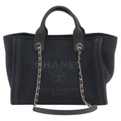 Chanel Deauville MM Canvas Chain Two-Way Tote Bag Marineblau * PREORDER *
