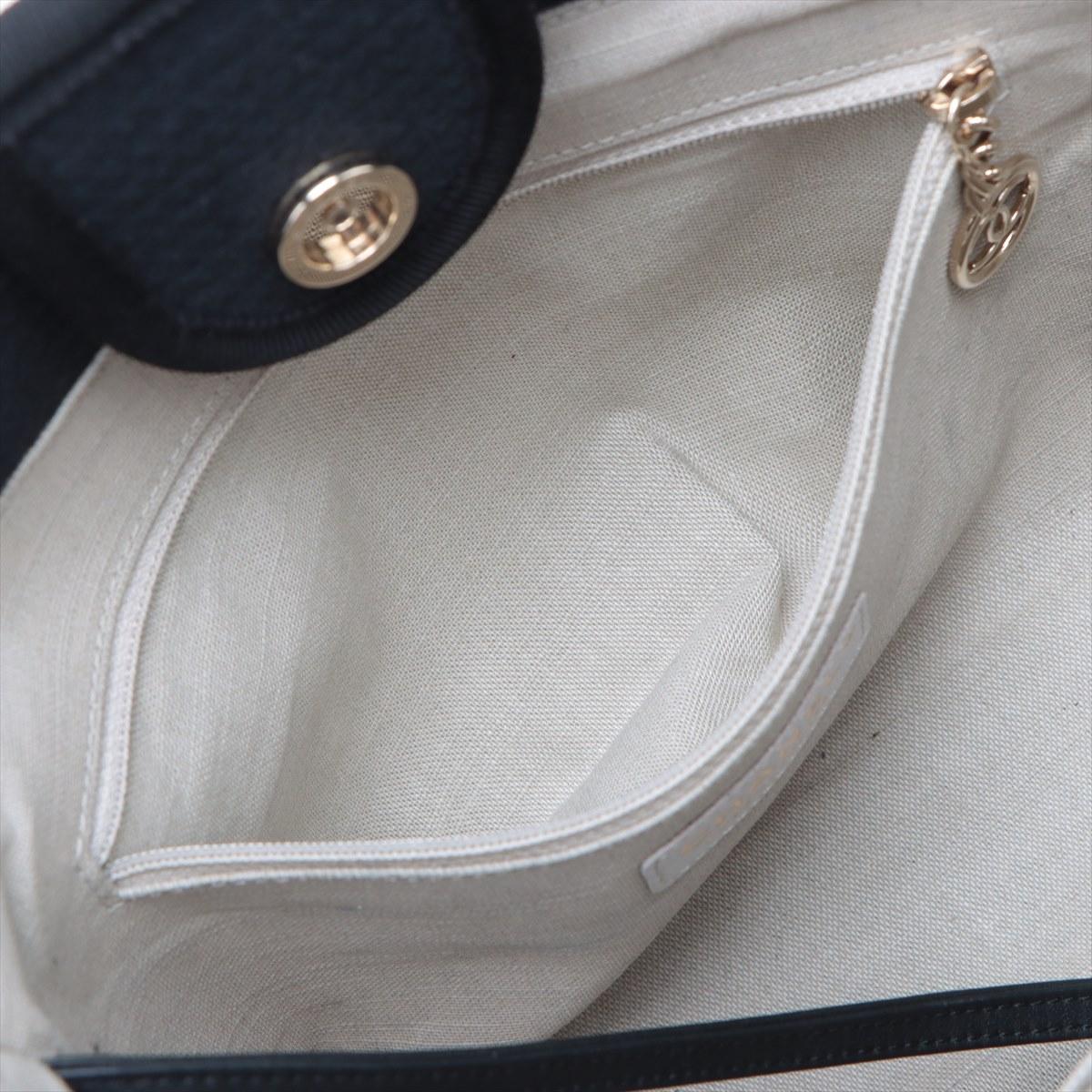 Chanel Deauville MM Canvas Chain Two-Way Tote Bag Marineblau * PREORDER * im Angebot 5