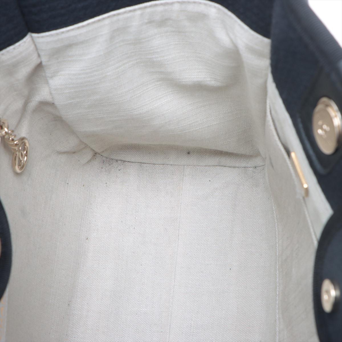 Chanel Deauville MM Canvas Chain Two-Way Tote Bag Marineblau * PREORDER * im Angebot 12
