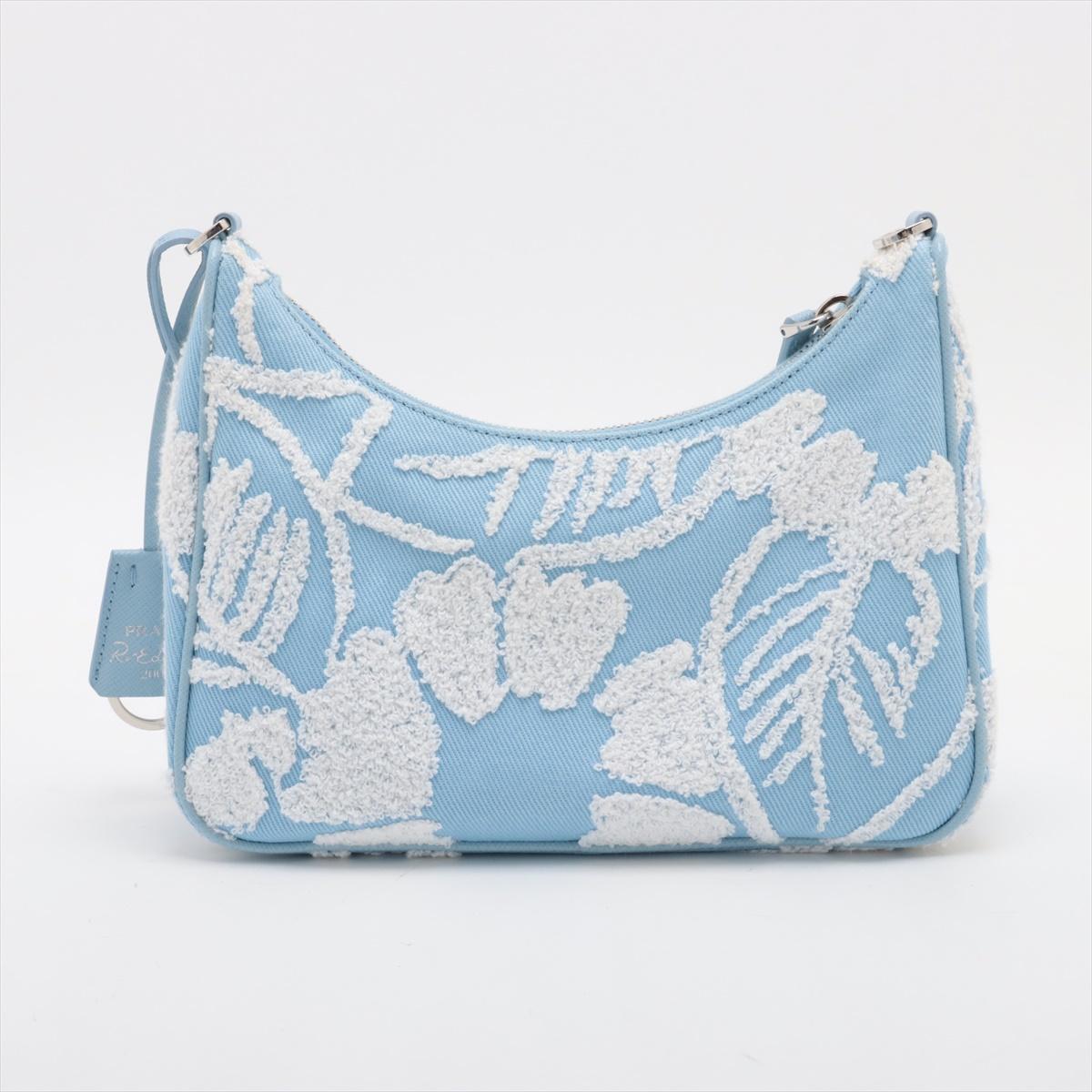 Prada Re-edition Canvas Umhängetasche mit Blumenstickerei Blau *  VORBESTELLUNG * Damen im Angebot