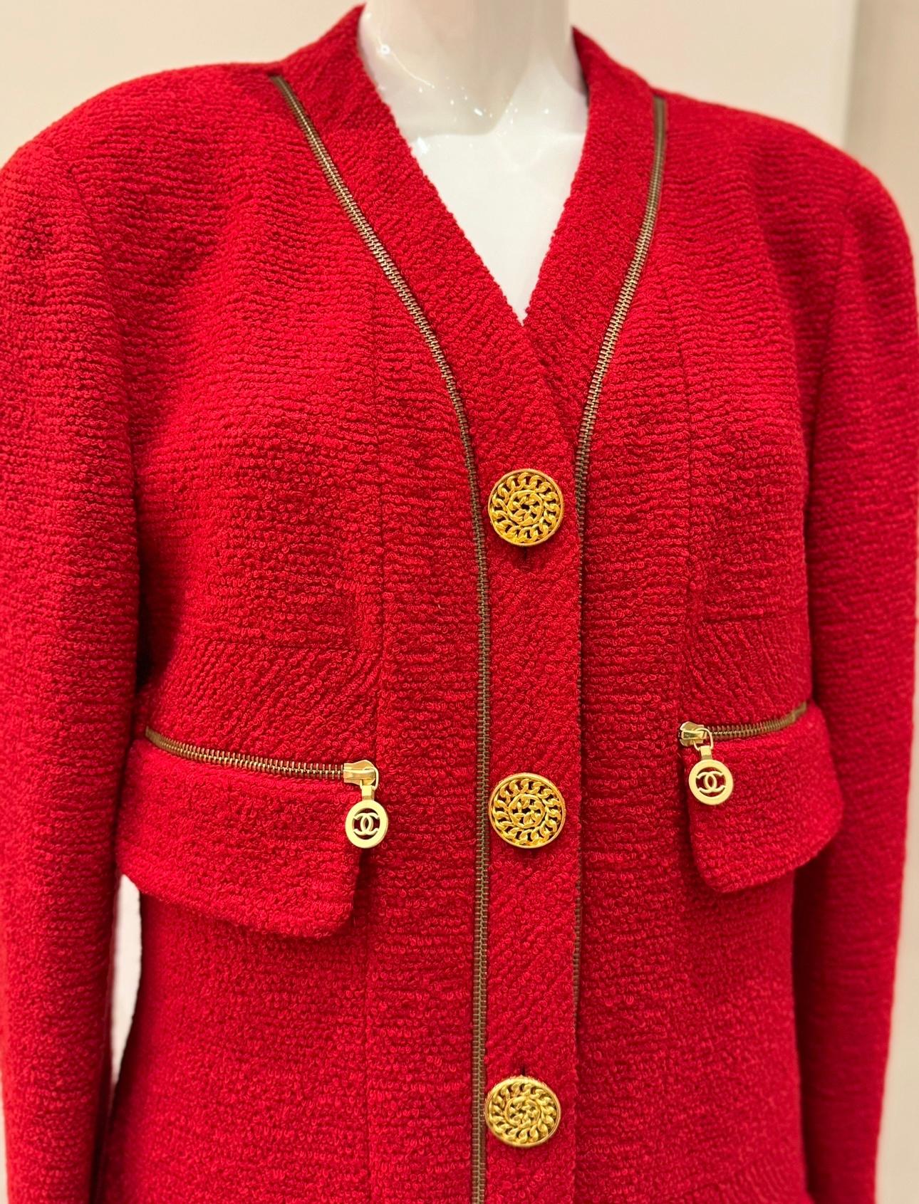 Rosso Rara giacca in tweed rosso della sfilata Chanel A/I 1992 in vendita