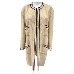 Chanel F/W 1992 runway cream tweed and leather coat
