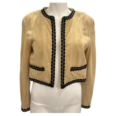Vintage Chanel S/S 1994 runway beige suede lambskin leather jacket