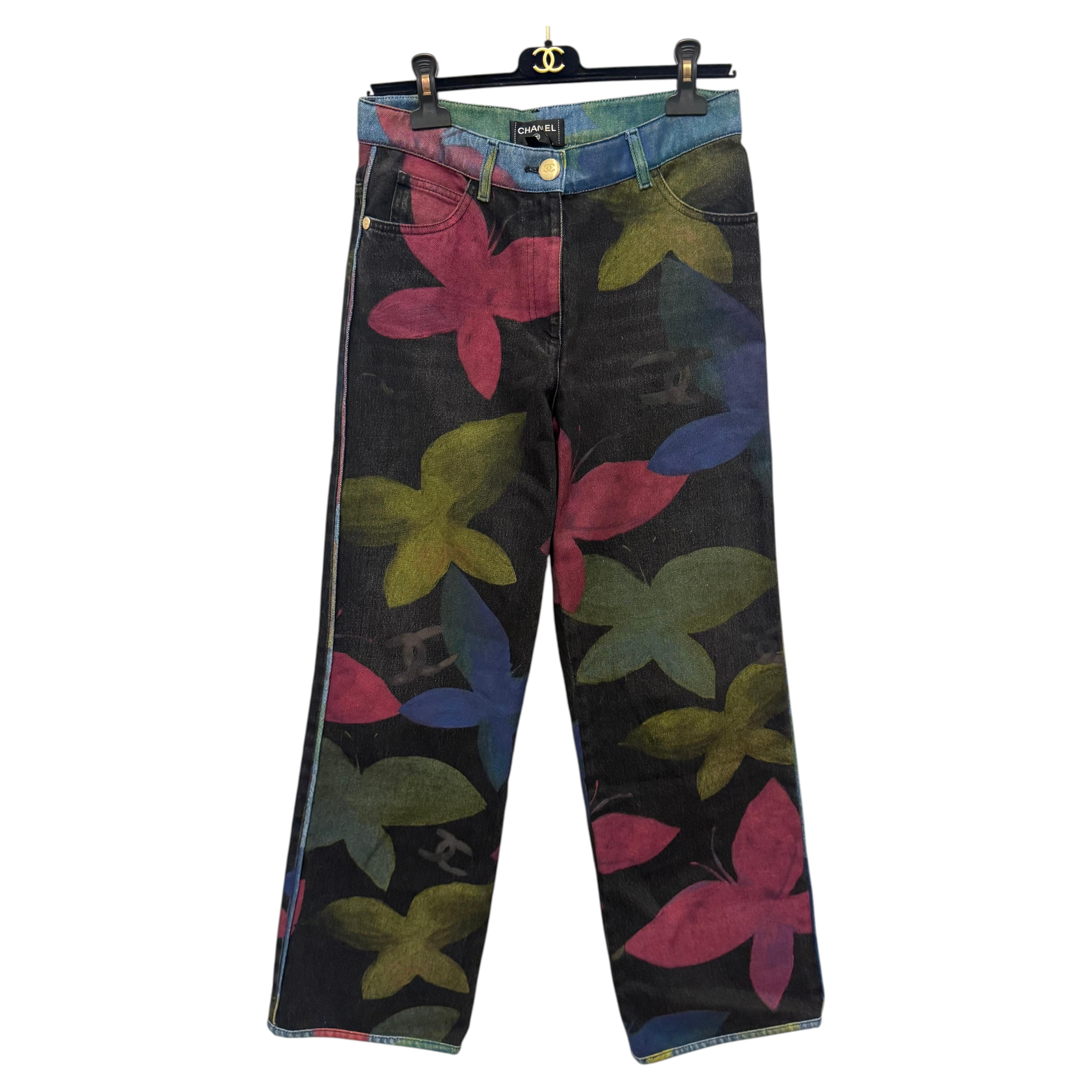 Chanel S/S 2022 Butterfly Print Denim logo Jeans