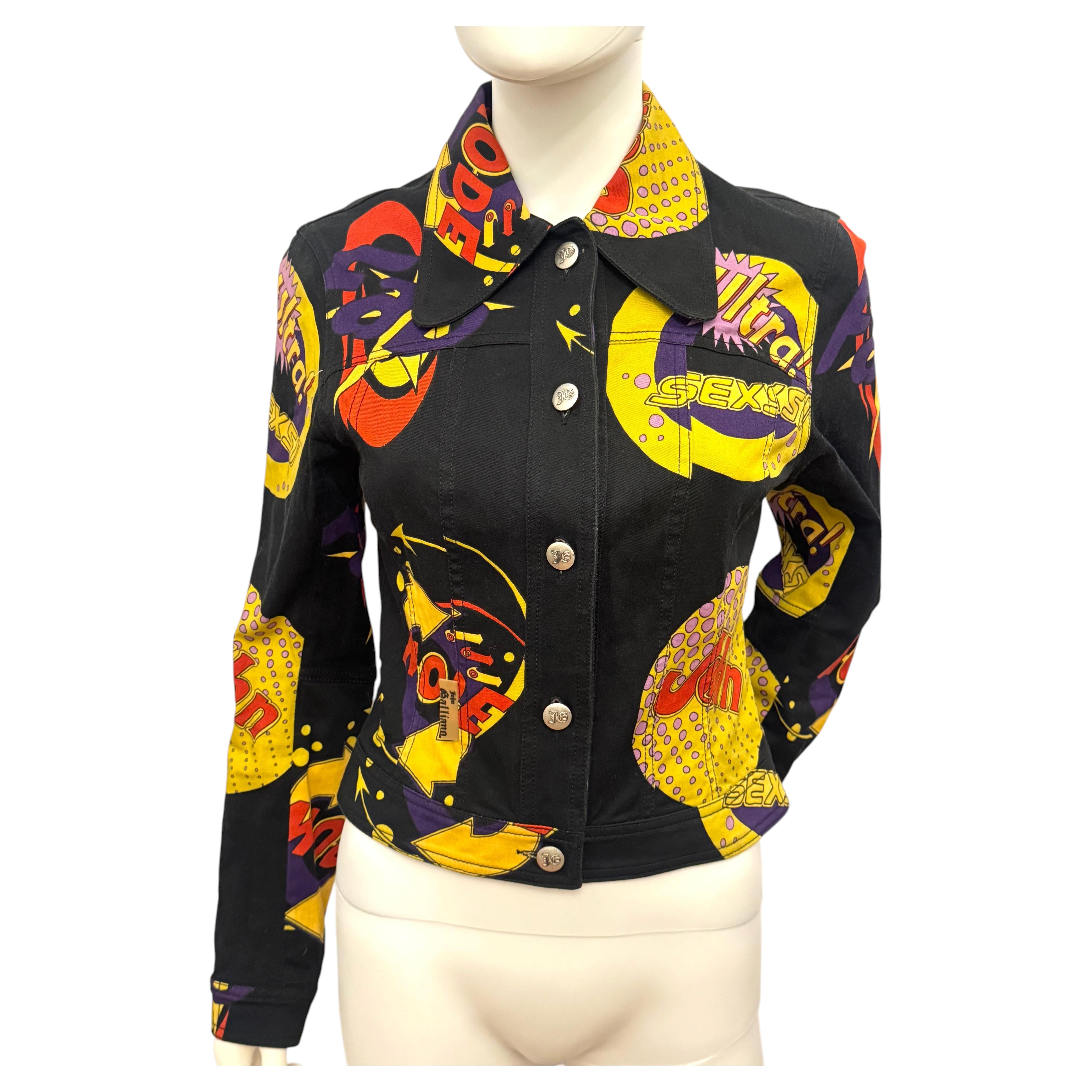 Rare John Galliano F/W 2002 « SEX! » POP ART Print Cropped Jacket Iconic Y2K