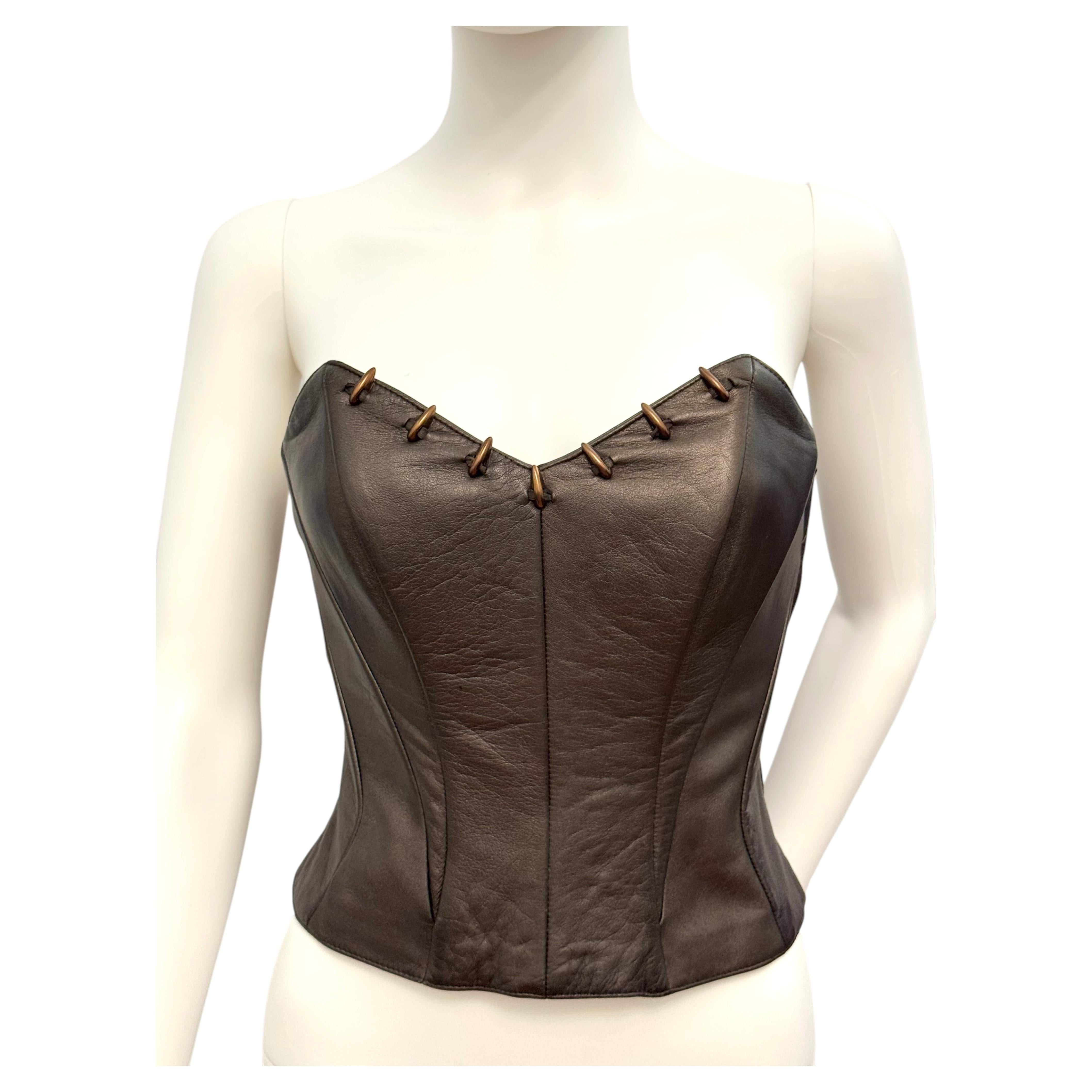 Rare Thierry Mugler S/S 1994 Sculpted Lambskin Leather Claw Corset Bustier