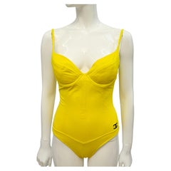 Iconic Chanel S/S 1995 « Barbie » Collection Yellow Corset Swimsuit Rare Piece