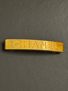 Rare Chanel S/S 1998 24k Gold plated Logo Hair Clip Barrette