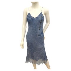 Rare Christian Dior by John Galliano S/S 2000 Fly Girls Trompe l’œil Denim dress
