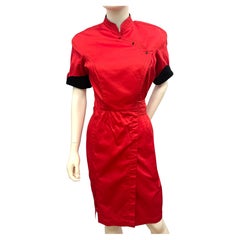 Rare Thierry Mugler S/S 1984 « China » Collection Red & Black Cotton Wrap Dress