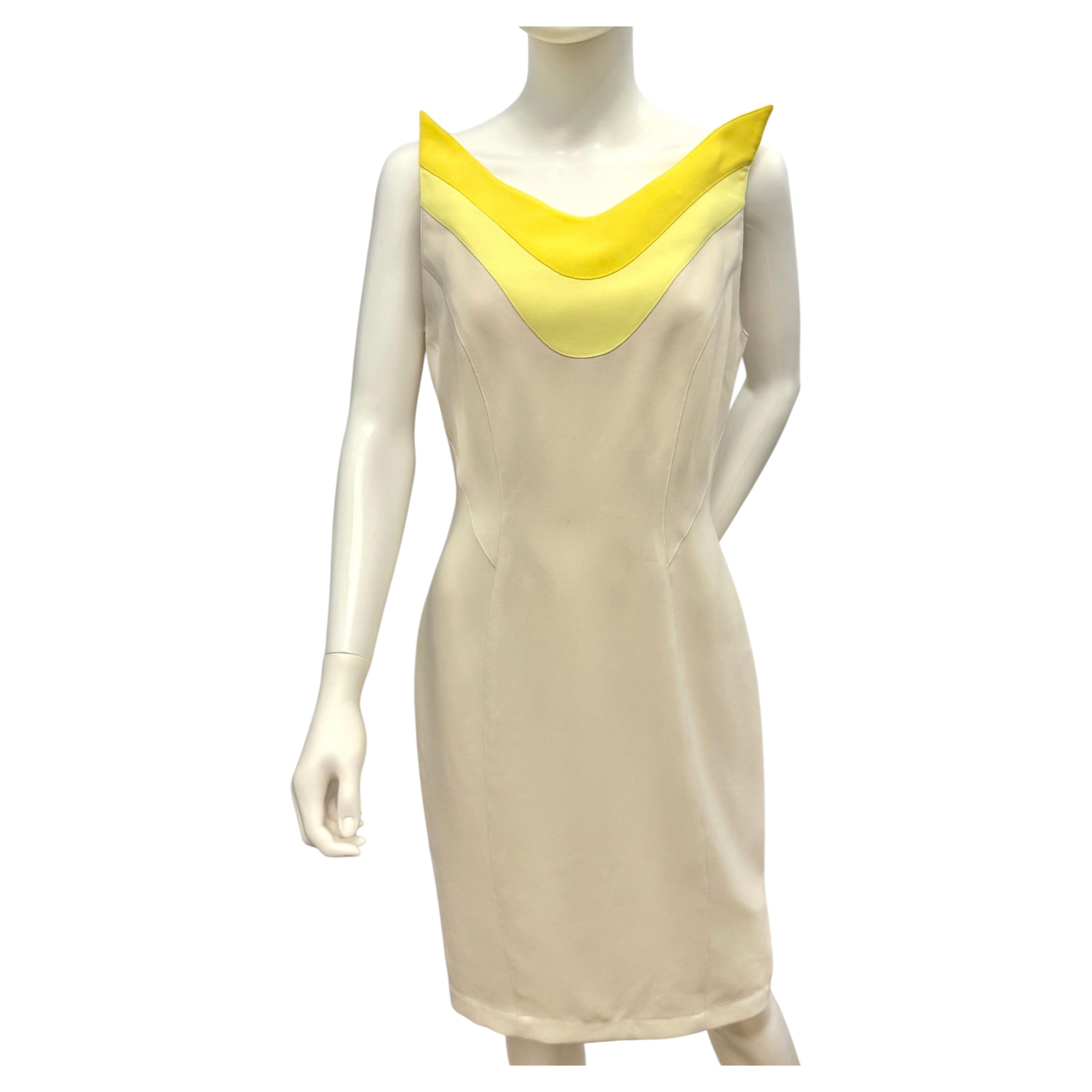 Rare Thierry Mugler S/S 1990 « Rainbow » Sculptural Colorblock Dress For Sale