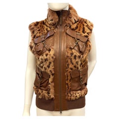 Rare Christian Dior by John Galliano F/W 2004 Leopard Fur & Leather utility Vest