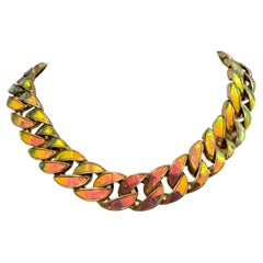 Rare Chanel F/W 2014 Supermarket Runway Holographic Chain Choker Necklace CC