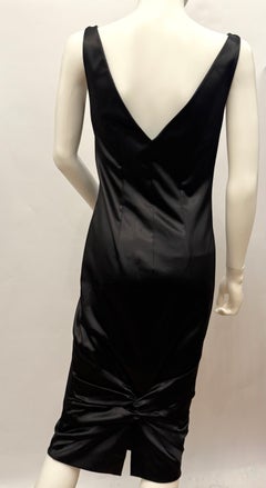 Dior by John Galliano S/S 2004 Black Satin Ruched Cocktail dress