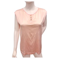 Chanel S/S 1995 Barbie Collection Candy Pink Stretch Silk CC Button top