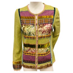 John Galliano F/W 2002 Patchwork Wool Angora Cardigan velvet tartan floral