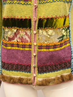 John Galliano F/W 2002 Patchwork Wool Angora Cardigan velvet tartan floral