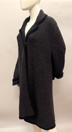 John Galliano F/W 1998 « Cabaret » Anthracite Mohair Wool Bouclé Long Coat