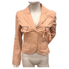 John Galliano S/S 2006 Pink Crinkled Lambskin Leather Jacket with Satin bows