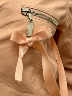 John Galliano S/S 2006 Pink Crinkled Lambskin Leather Jacket with Satin bows